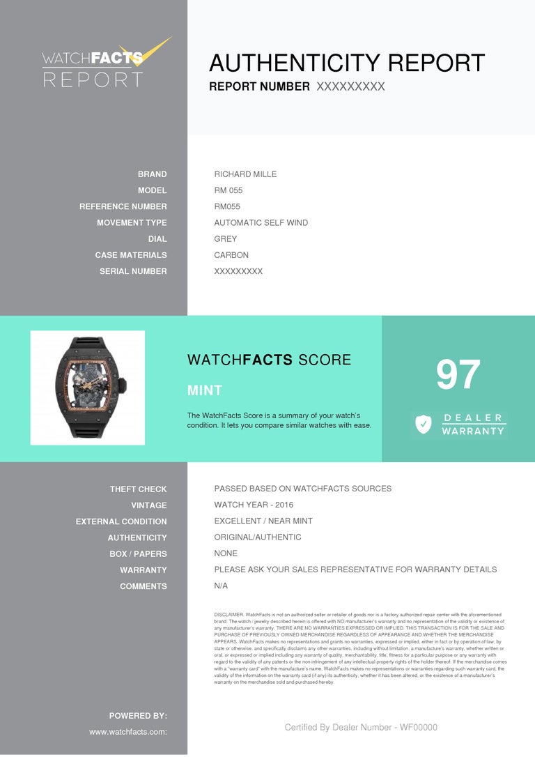 Certified Richard Mille Bubba Watson Asia Limited Edition Of 50 Watch 