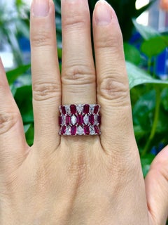 Certified Ring with No Heat Natural Mozambique Ruby and White Diamond in18K Gold