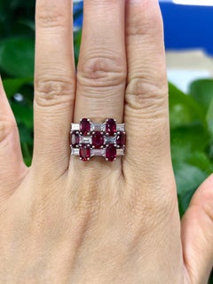 Certified Ring with No Heat Natural Mozambique Ruby and White Diamond in18K Gold