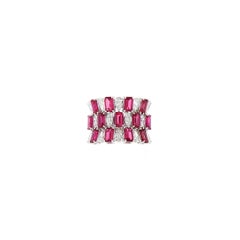 Emerald cut Unheated Mozambique Ruby 3.94ct Art Deco Cocktail Ring in 18K Gold