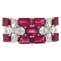 Certified Ring with No Heat Natural Mozambique Ruby and White Diamond in18K Gold