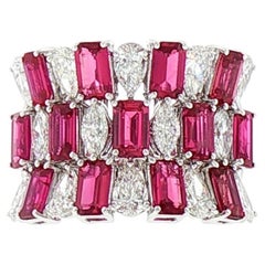 Certified Ring with No Heat Natural Mozambique Ruby and White Diamond in18K Gold