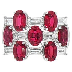 Certified Ring with No Heat Natural Mozambique Ruby and White Diamond in18K Gold