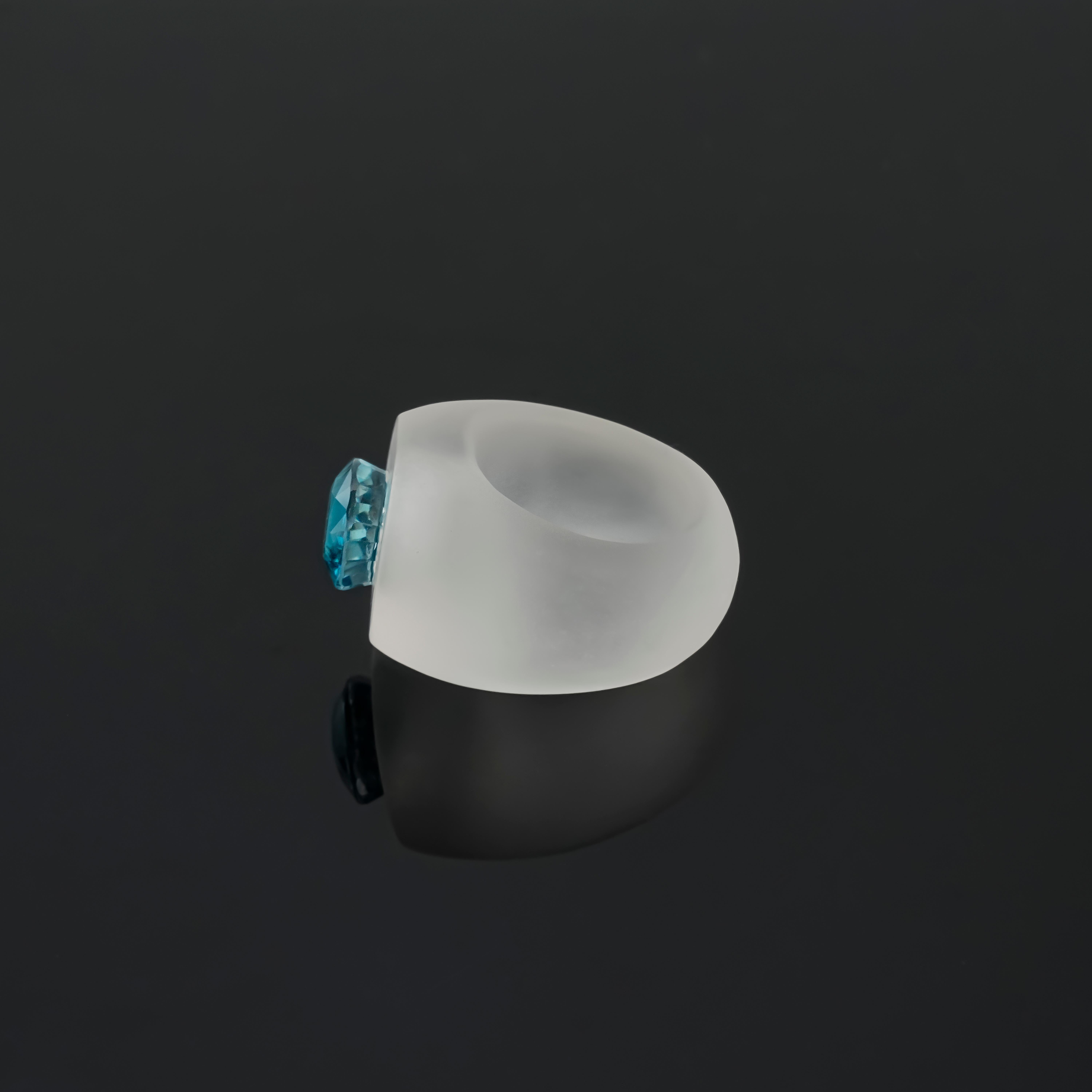 Oval Cut Certified Rock Crystal and Zircon Cocktail Ring For Sale