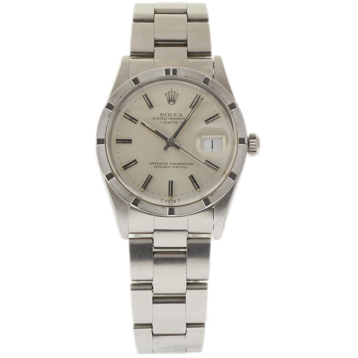 Certified Rolex Date 15010 with Band and White Dial