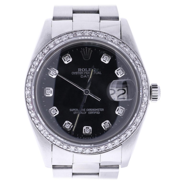 Certified Rolex Date 6694 Black Dial For Sale at 1stdibs