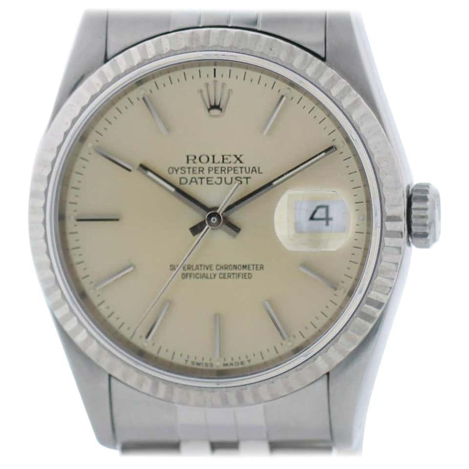 Certified Rolex Datejust 16234 with Band and Silver Dial For Sale at 1stdibs