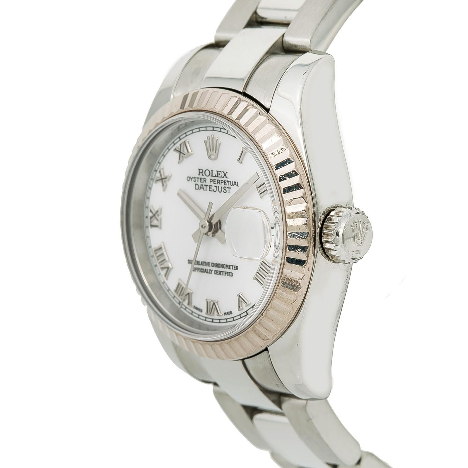 Certified Rolex Datejust 179174 Women's Automatic Watch White Dial SS In Excellent Condition For Sale In Miami, FL