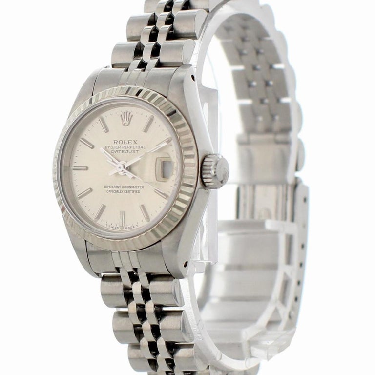 Certified Rolex Datejust 69174 with Band and Silver Dial For Sale at 1stdibs