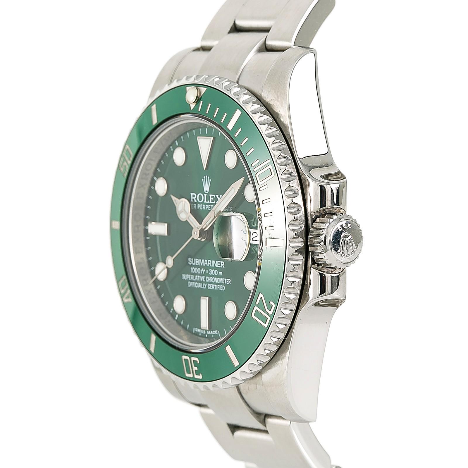 Certified Rolex Submariner Hulk 116610LV Men's Automatic Watch Stainless 1