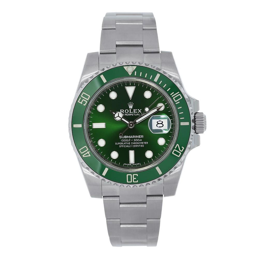 Certified Rolex Submariner Stainless Steel Green Ceramic Watch 116610LV