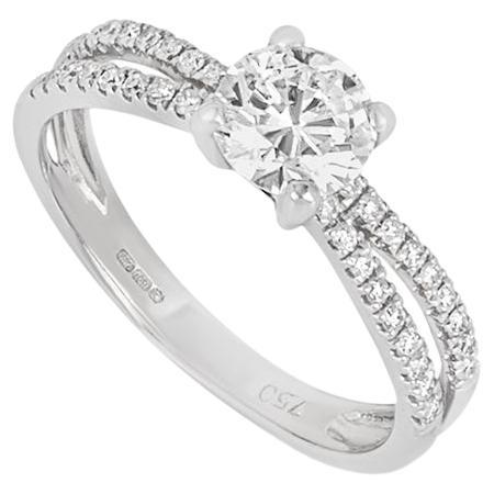 Certified Round Brilliant Cut Diamond Engagement Ring 0.76ct E/VS1 For Sale