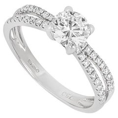 Certified Round Brilliant Cut Diamond Engagement Ring 0.76ct E/VS1