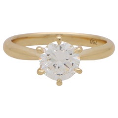 Zertifizierter runder Solitär-Ring aus 18 Karat Gelbgold mit Diamanten im Brillantschliff