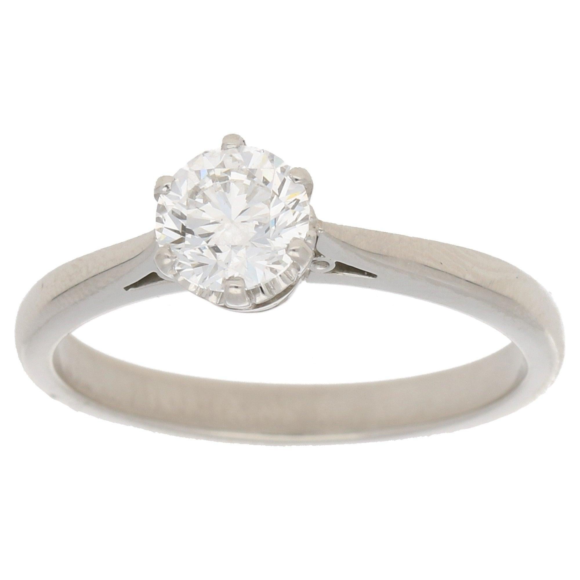 Modern Certified Round Brilliant Solitaire Diamond Engagement Ring Set in Platinum