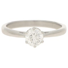 Certified Round Brilliant Solitaire Diamond Engagement Ring Set in Platinum