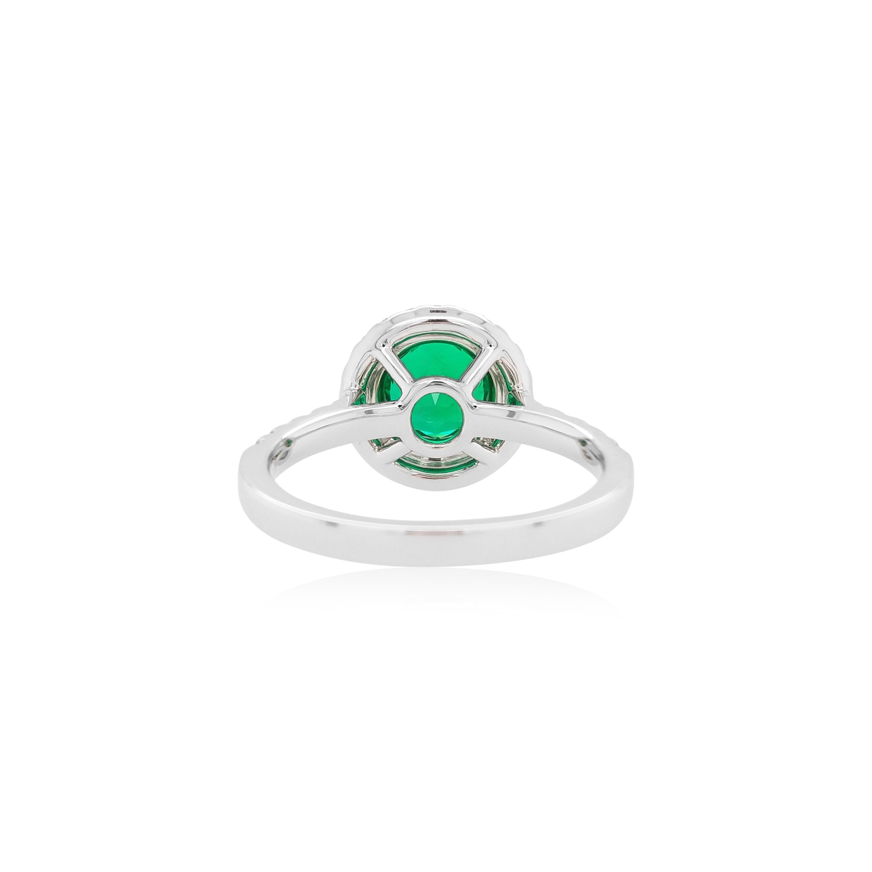 Anillo de Esmeralda Colombiana, Diamante Amarillo y Diamante Blanco, talla redonda, certificado IGI Victoriano en venta