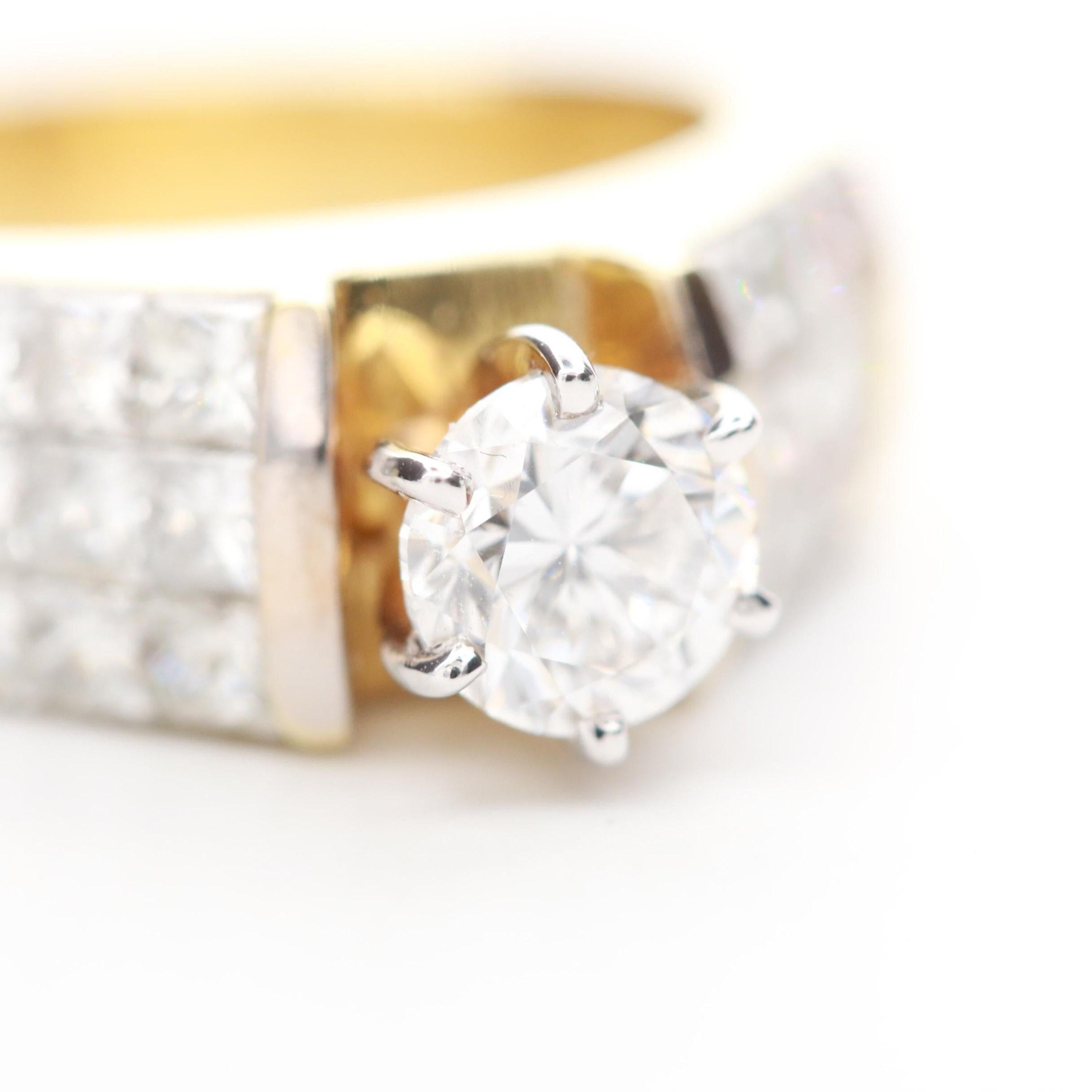 For Sale:  Antique 3 CT Natural Diamond Engagement Ring in 18K Gold, Men's Solitaire Ring 2