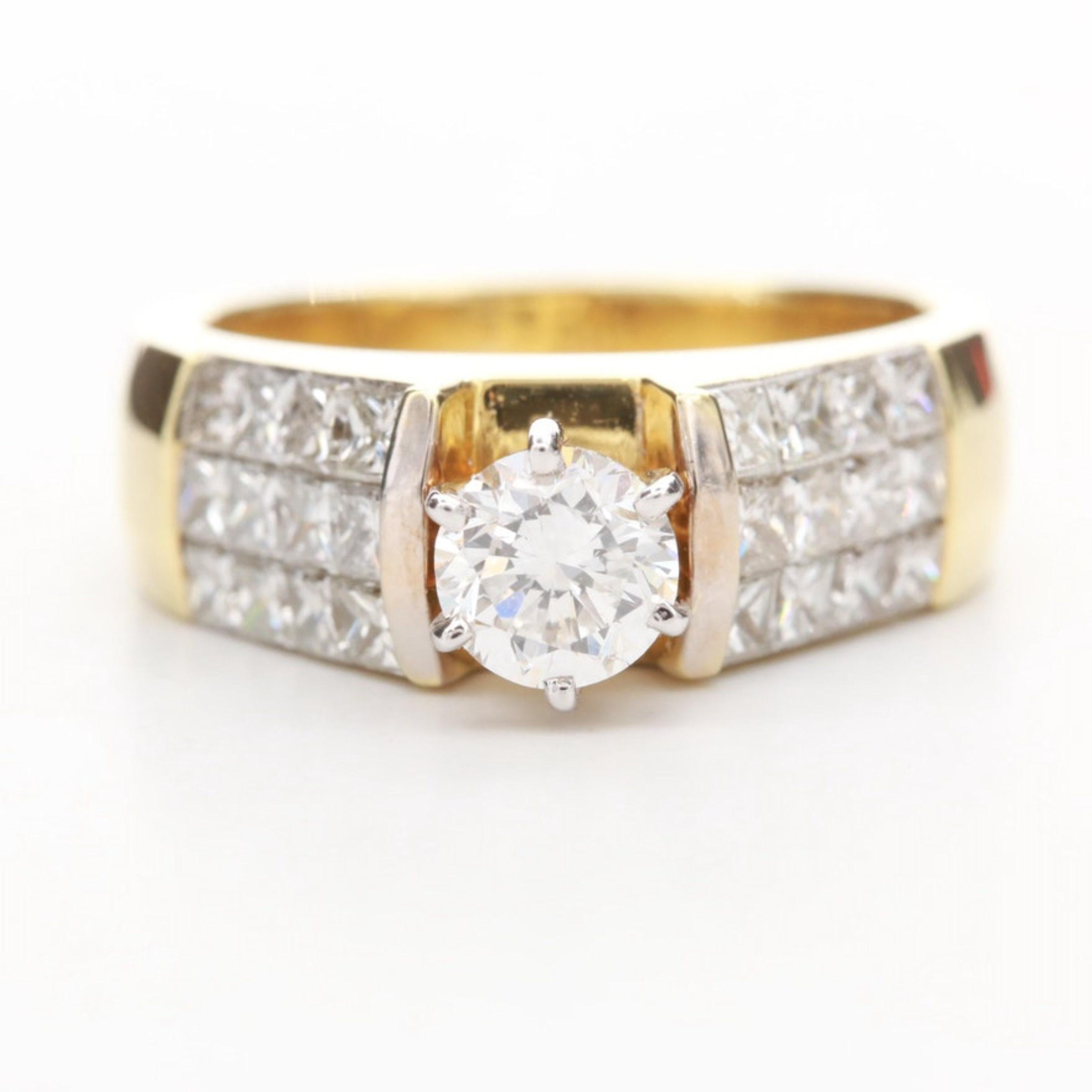 For Sale:  Antique 3 CT Natural Diamond Engagement Ring in 18K Gold, Men's Solitaire Ring 6