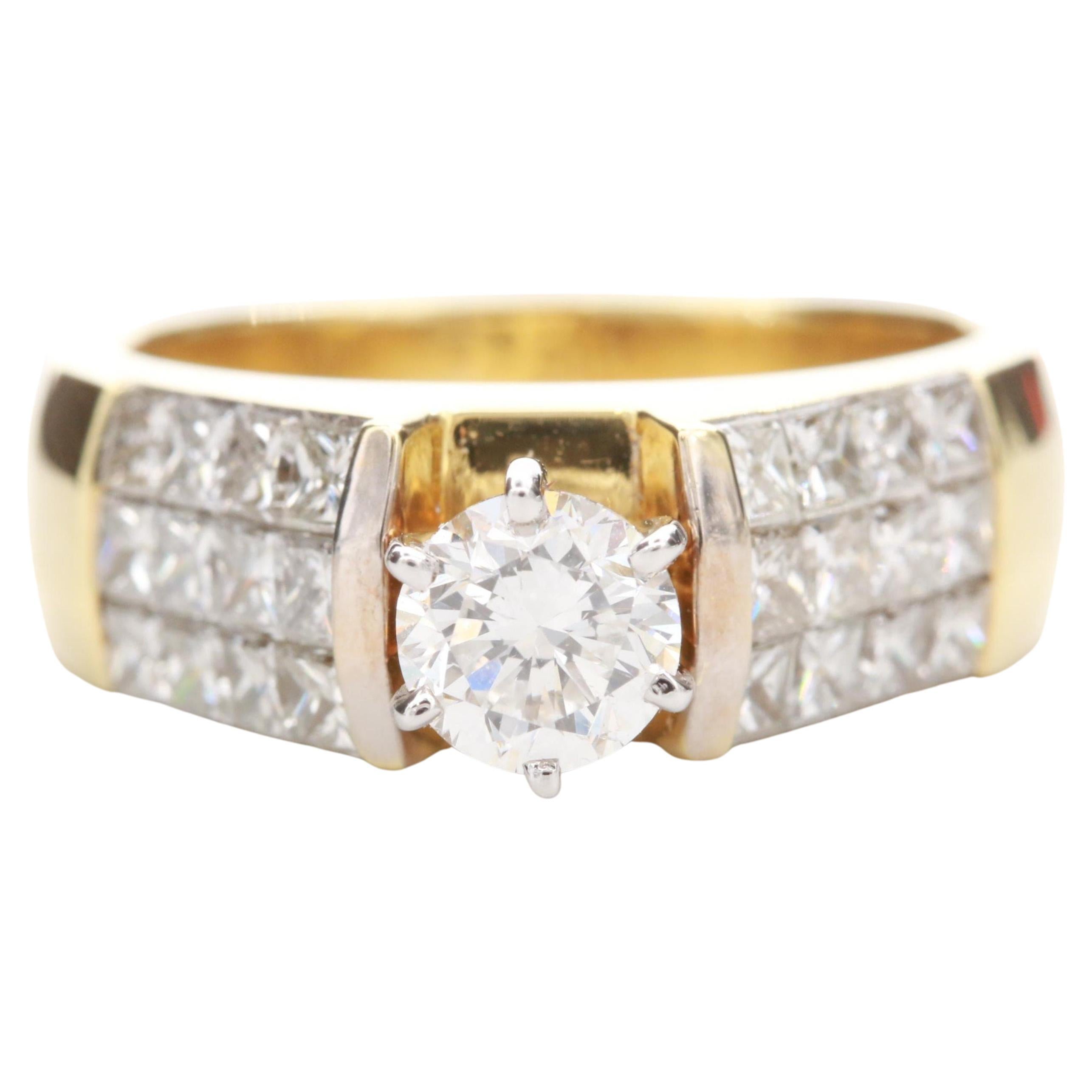 For Sale:  Antique 3 CT Natural Diamond Engagement Ring in 18K Gold, Men's Solitaire Ring