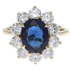 Certified Royal Blue 3.08 Carat Sapphire Diamond 18 Karat Ring