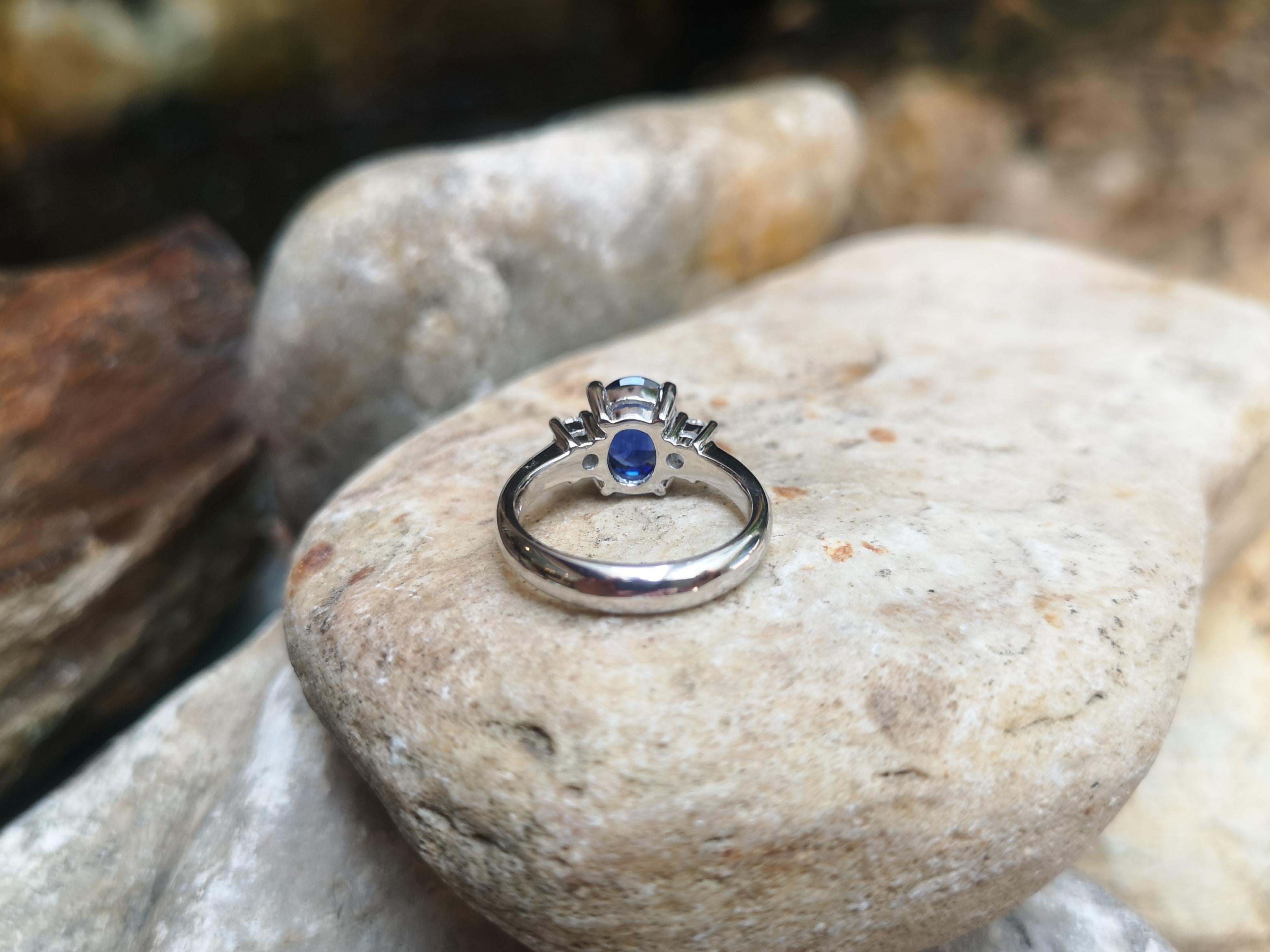 Certified Royal Blue Sapphire with Diamond Ring Set in Platinum 950 Settings For Sale 6