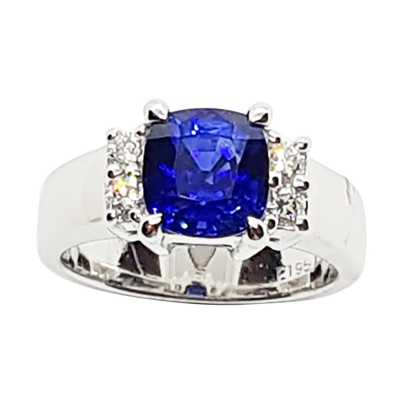Certified Royal Blue Sapphire with Diamond Ring Set in Platinum 950 Settings
