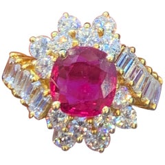 Certified Ruby and Diamond Cocktail Ring