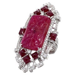 Bague en or 18 carats avec diamants et rubis certifiés et pendentif détachable