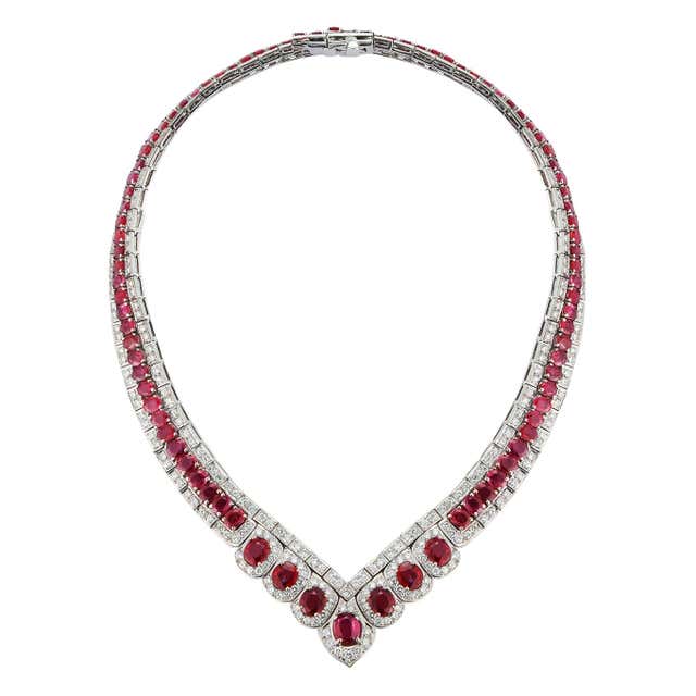 Certified Ruby and Diamond Necklace For Sale at 1stDibs | ruby diamond ...
