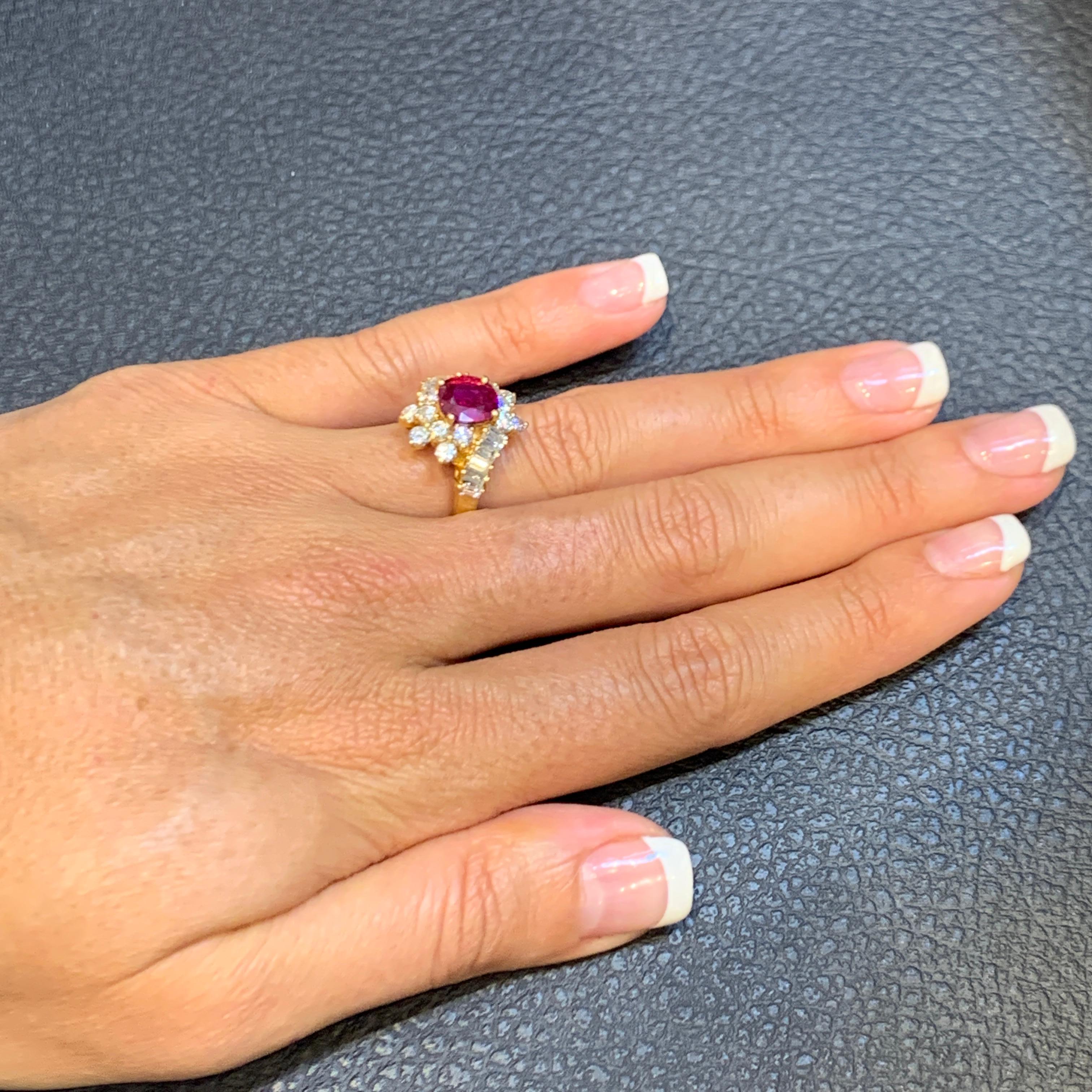 Certified Ruby and Diamond Cocktail Ring For Sale 2
