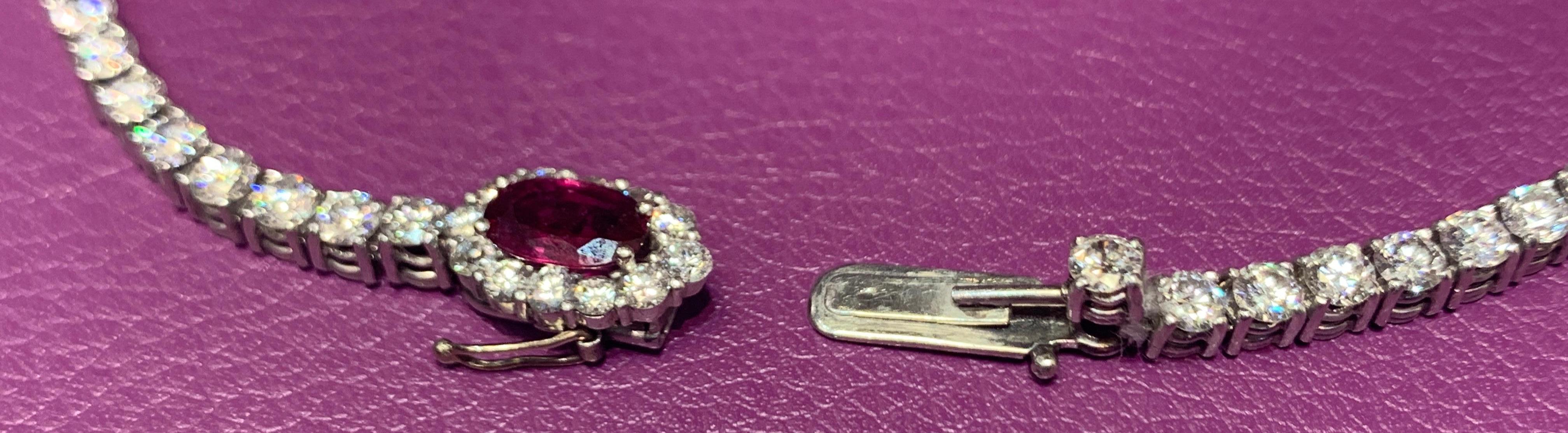 Pear Cut Certified Ruby and Diamond Necklace