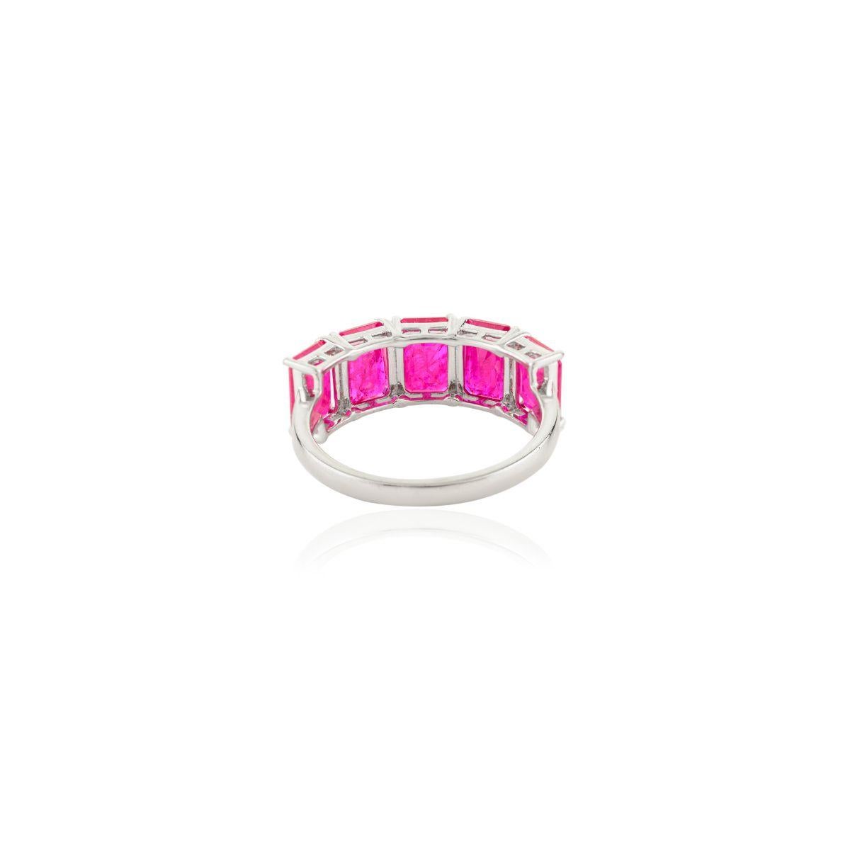 For Sale:  Certified Ruby Half Eternity Band Ring in 14 Karat White Gold for Mother's day 7