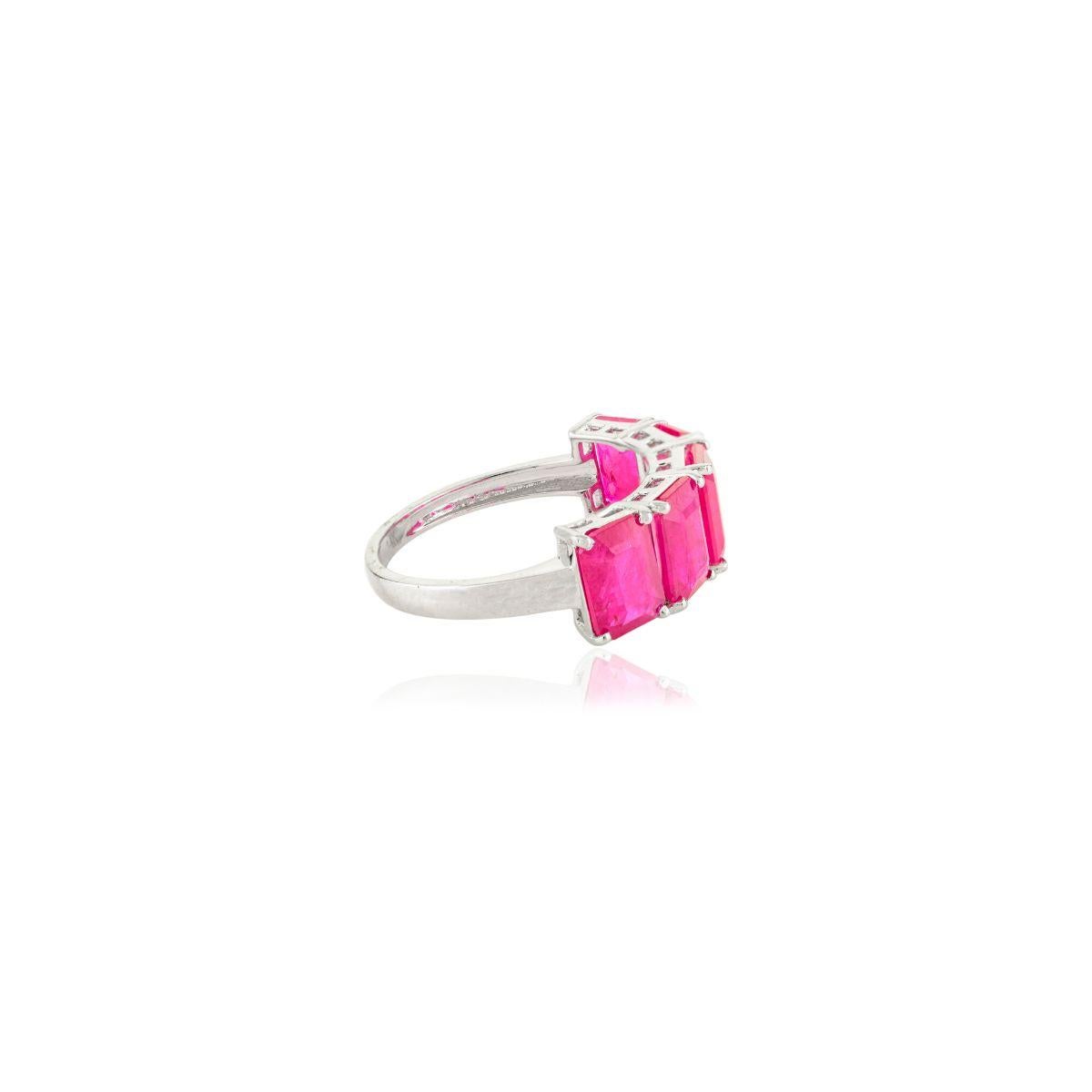 For Sale:  Certified Ruby Half Eternity Band Ring in 14 Karat White Gold for Mother's day 9