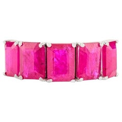 Bague d'éternité en or blanc 14 carats avec rubis certifié pour la fête des mères