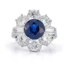 Certified Sapphire & Diamond Flower Ring