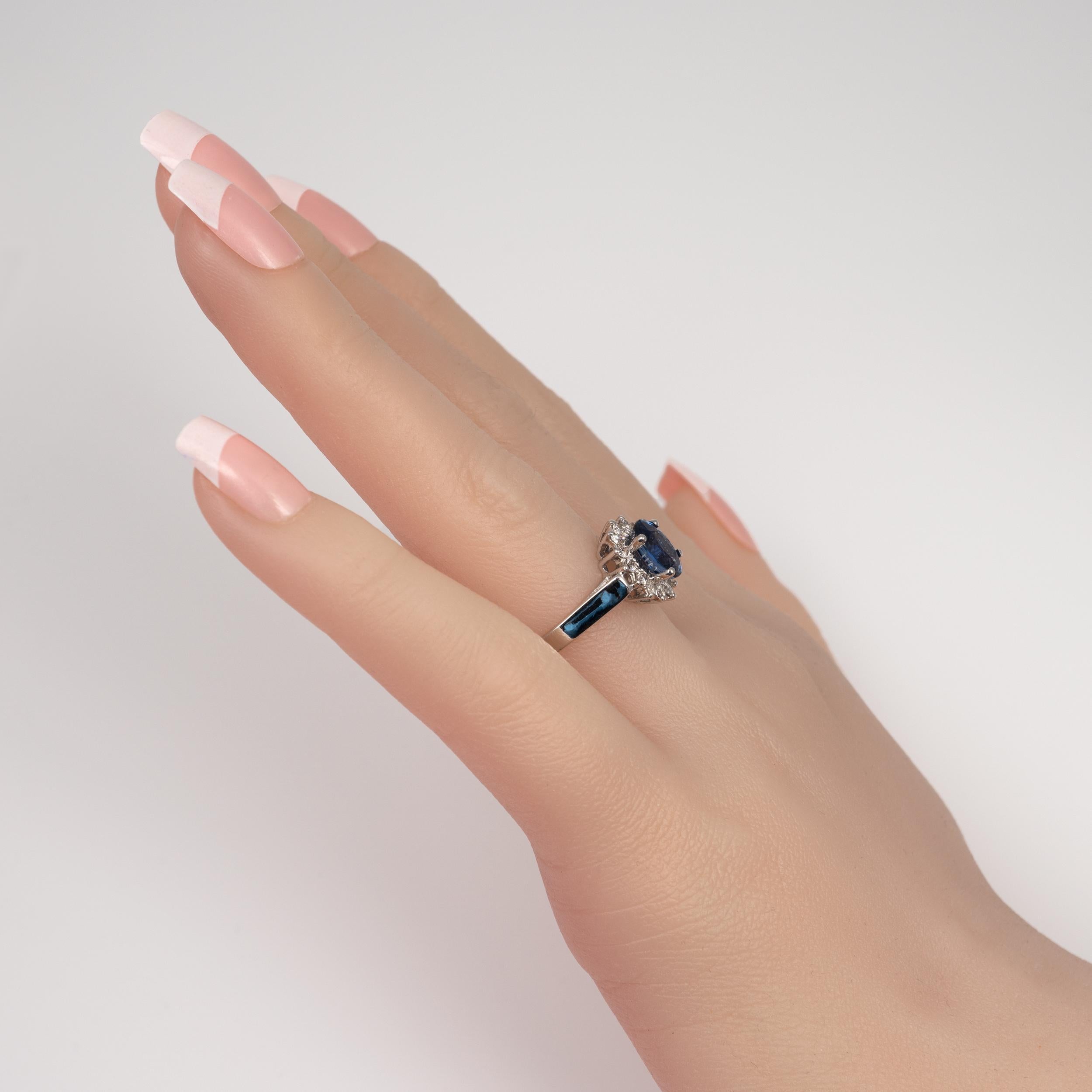 Certified Sapphire Diamond Halo Ring 18 Karat White Gold UK Hallmarks For Sale 2