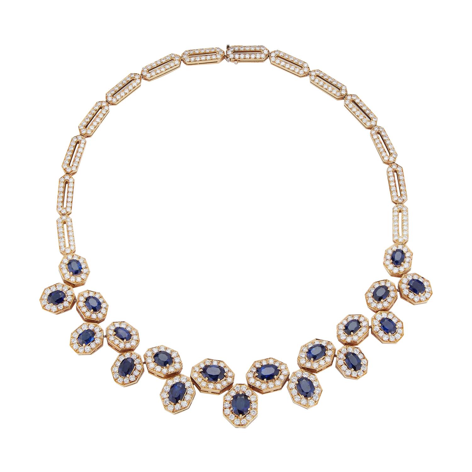 Certified Sapphire & Diamond Necklace