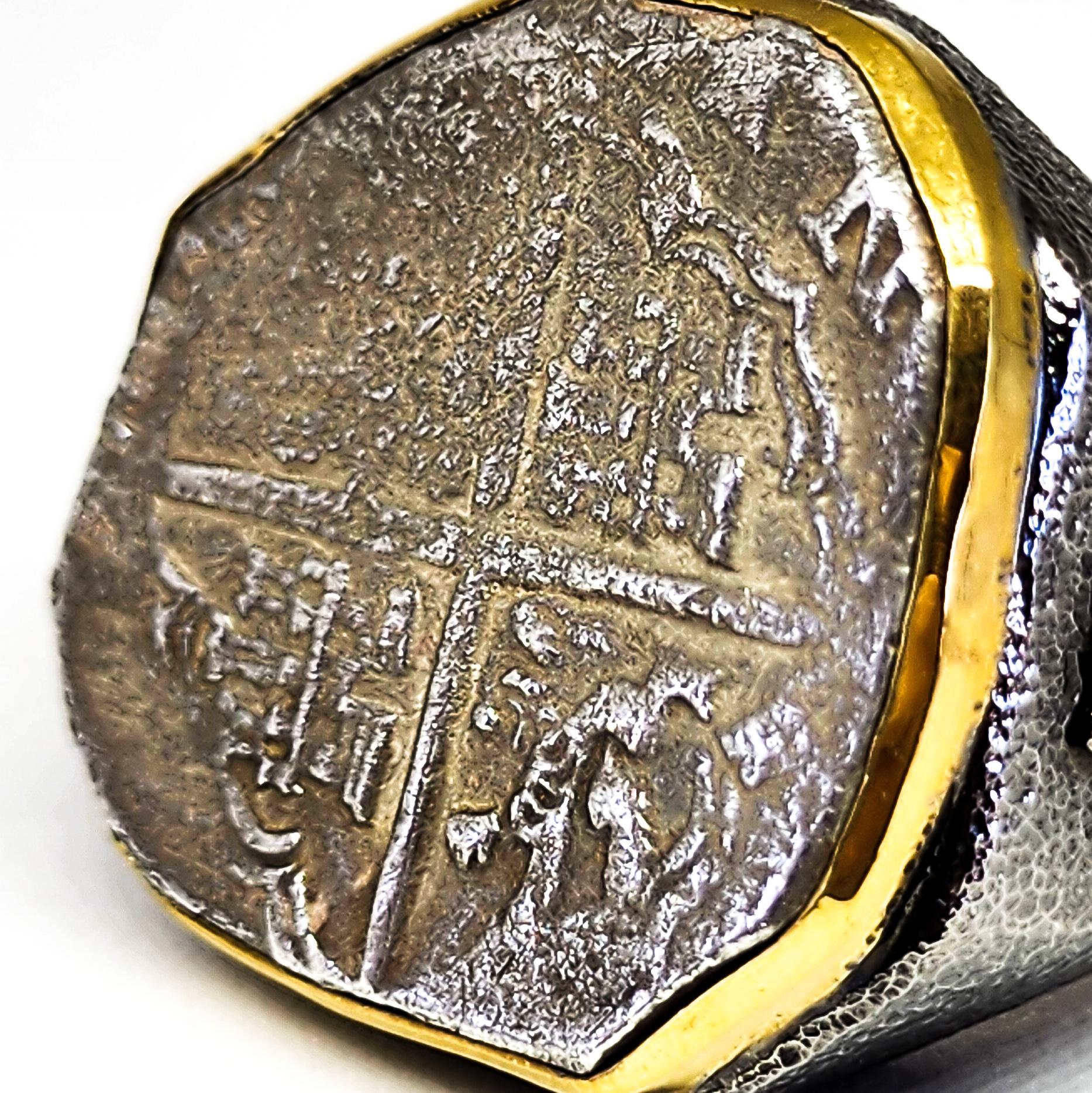 Certified Shipwreck Coin Custom Ring Men 22K Yellow Gold Silver Da Gama Treasure 5