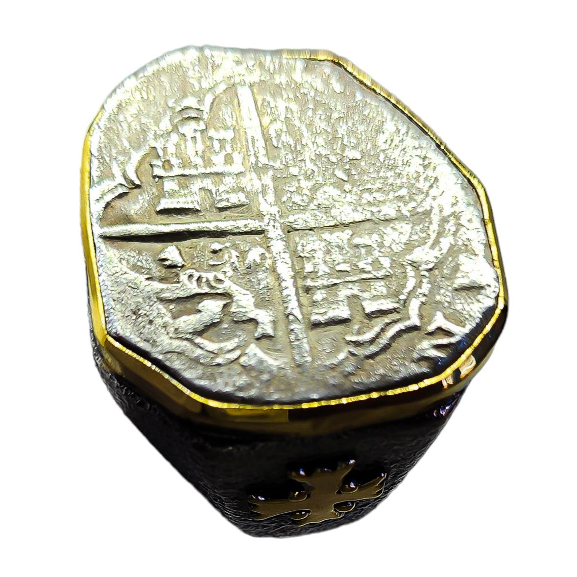 Certified Shipwreck Coin Custom Ring Men 22K Yellow Gold Silver Da Gama Treasure 7