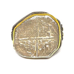 Certified Shipwreck Coin Custom Ring Men 22K Yellow Gold Silver Da Gama Treasure