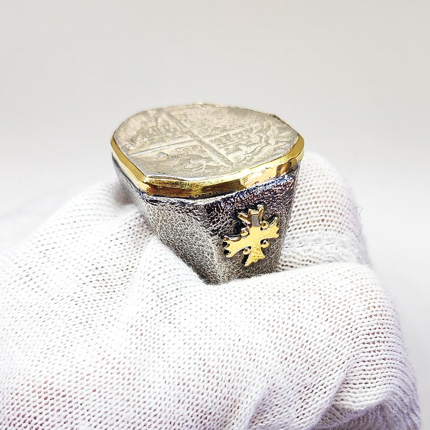 Certified Shipwreck Coin Custom Ring Men 22K Yellow Gold Silver Da Gama Treasure 2