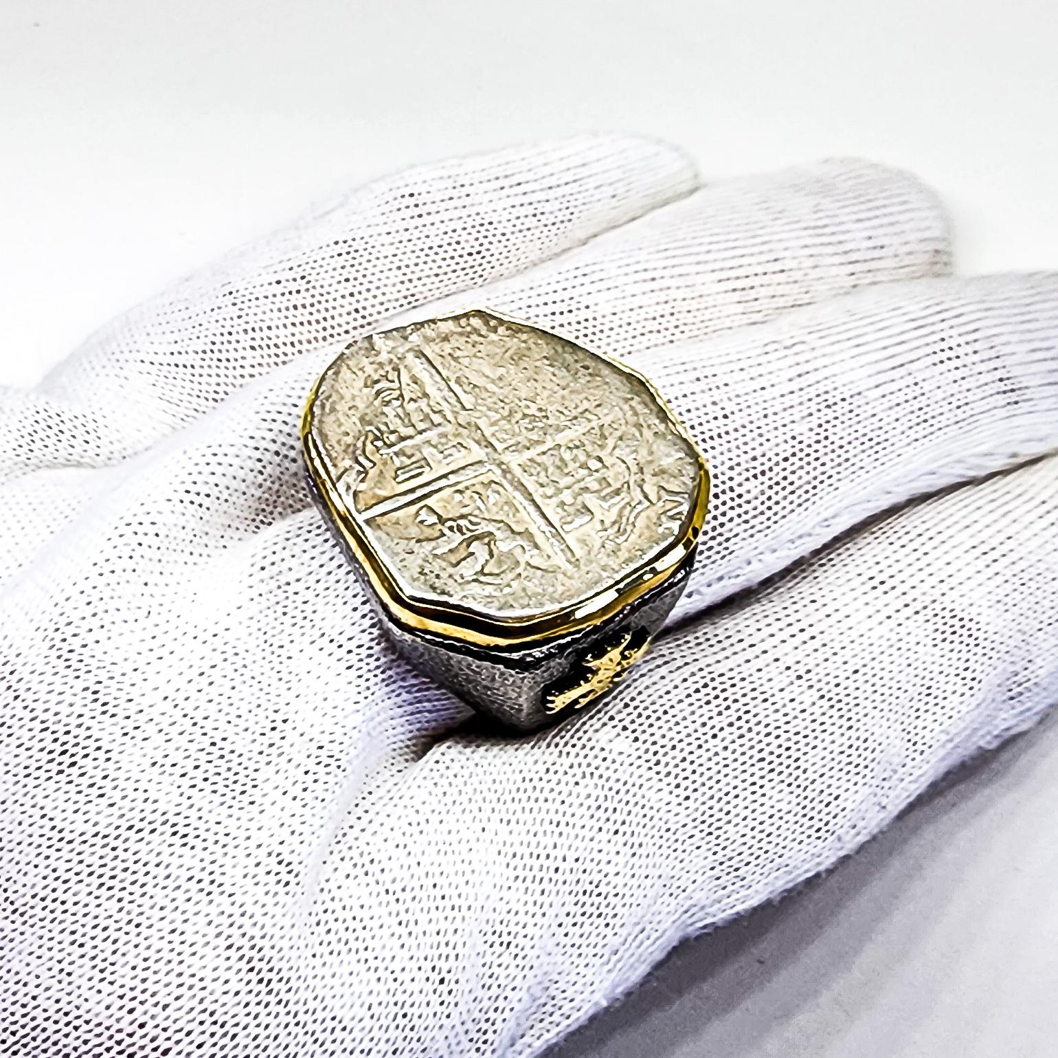 Certified Shipwreck Coin Custom Ring Men 22K Yellow Gold Silver Da Gama Treasure 3