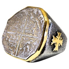 Certified Shipwreck Coin Custom Ring Men 22K Yellow Gold Silver Da Gama Treasure