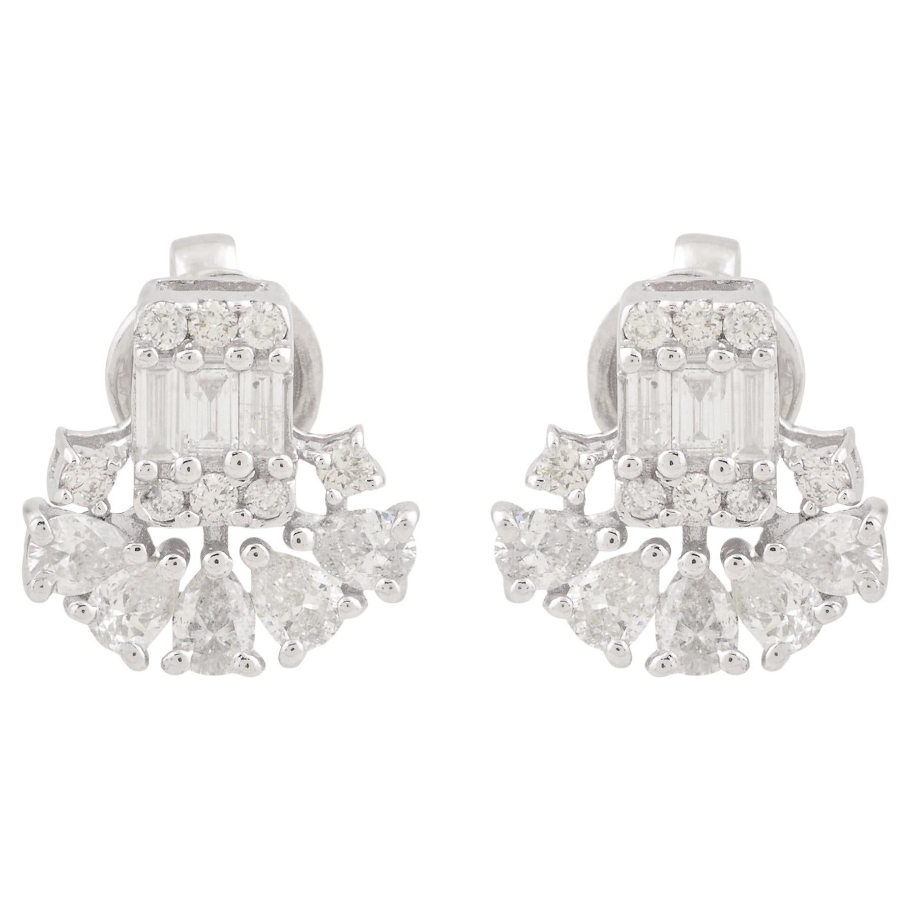Zertifizierte SI Reinheit HI Farbe Brillantschliff Diamant Weißgold Ohrringe Geschenk (Moderne) im Angebot