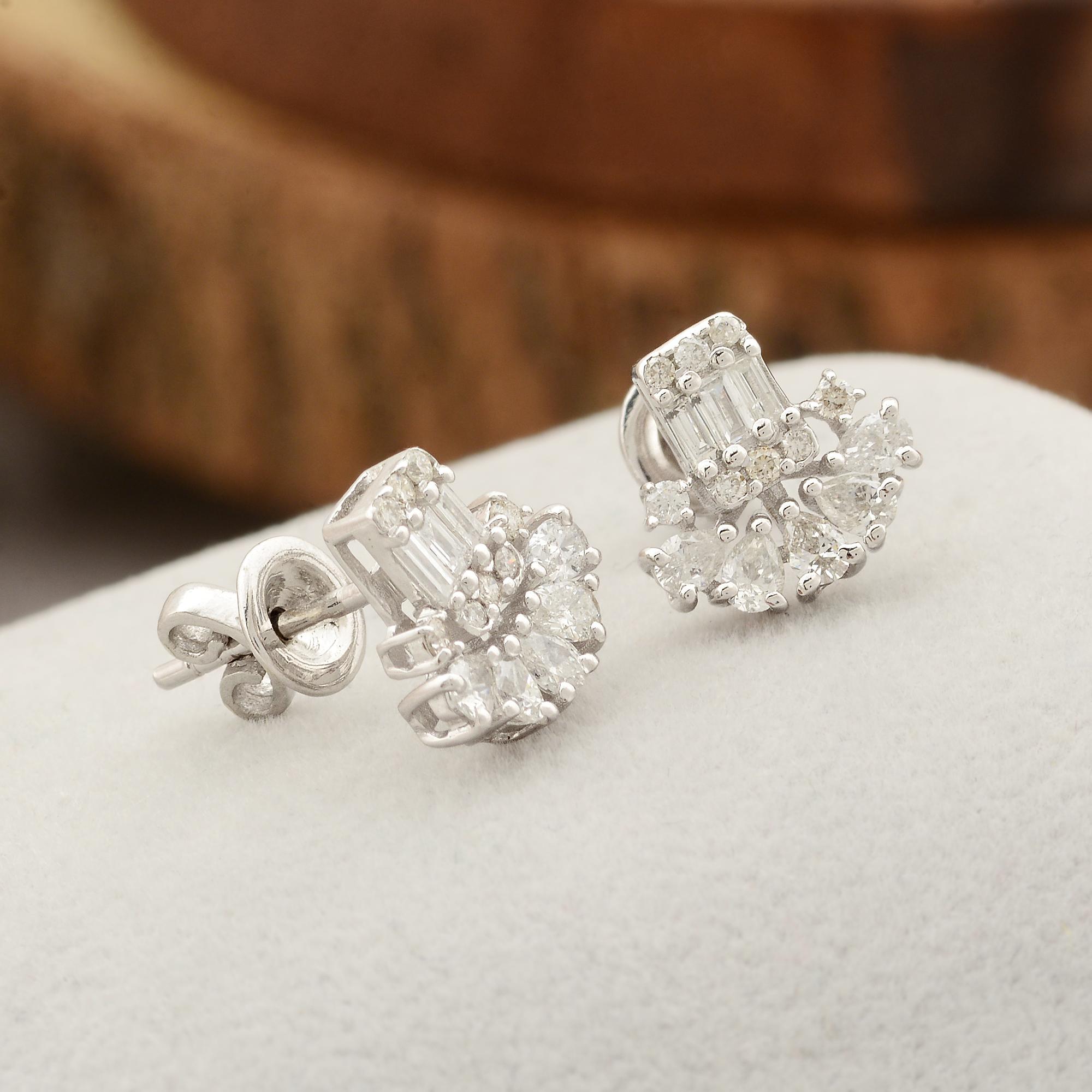 Zertifizierte SI Reinheit HI Farbe Brillantschliff Diamant Weißgold Ohrringe Geschenk Damen im Angebot
