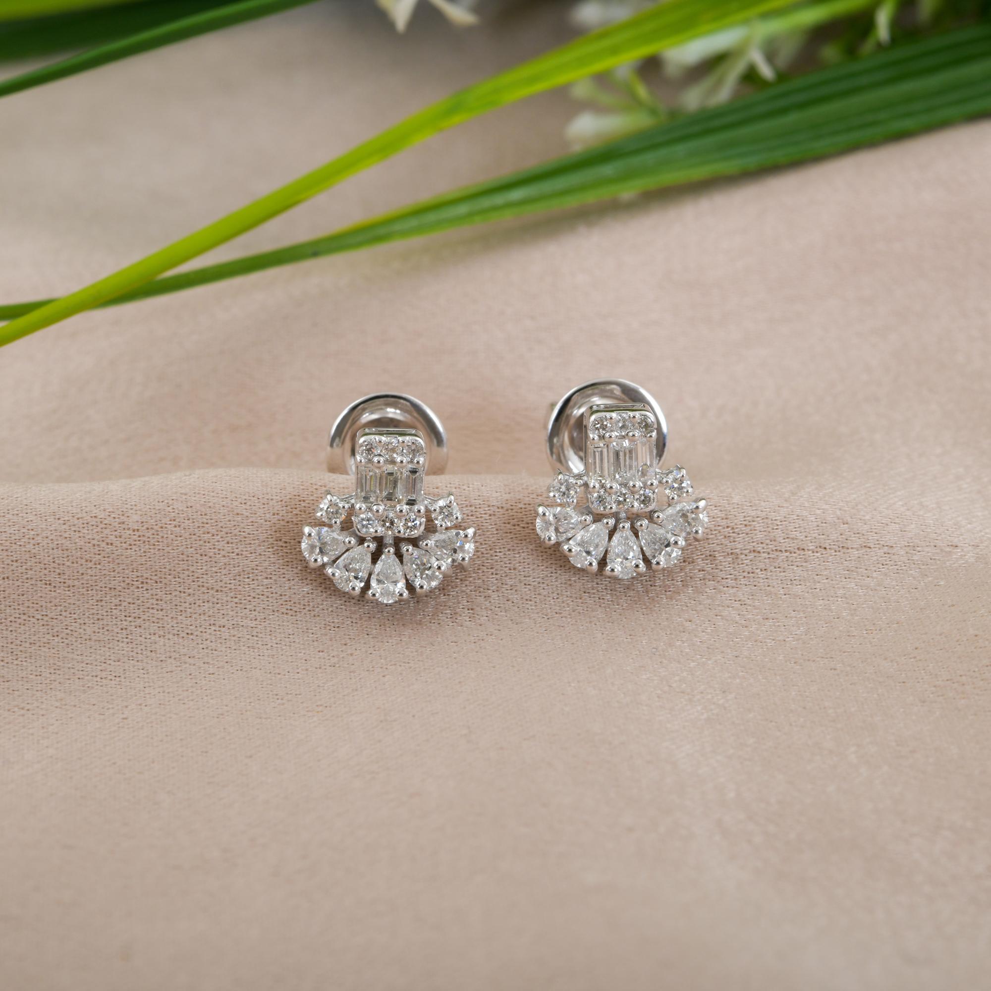 Zertifizierte SI Reinheit HI Farbe Brillantschliff Diamant Weißgold Ohrringe Geschenk im Angebot 1