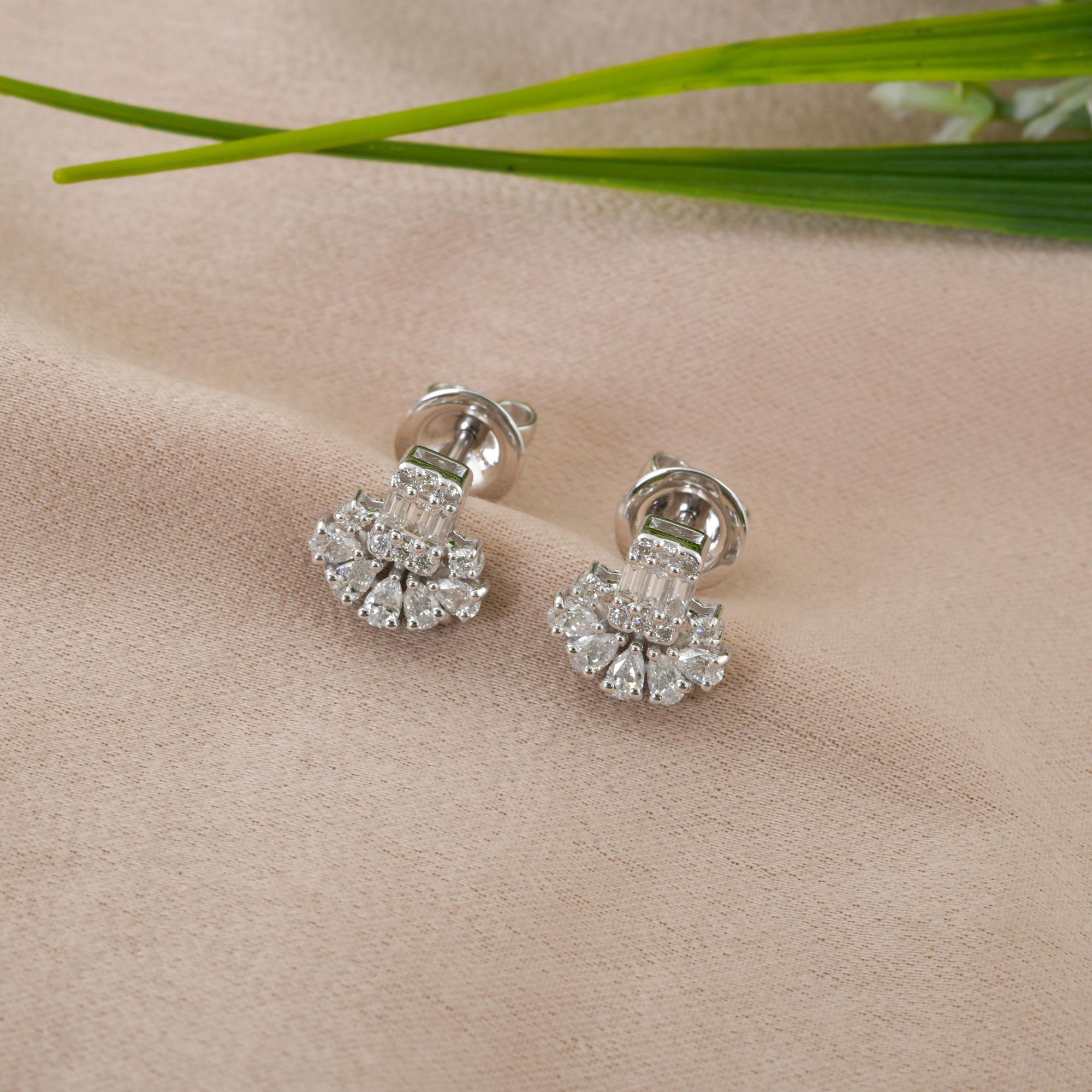 Zertifizierte SI Reinheit HI Farbe Brillantschliff Diamant Weißgold Ohrringe Geschenk im Angebot 2