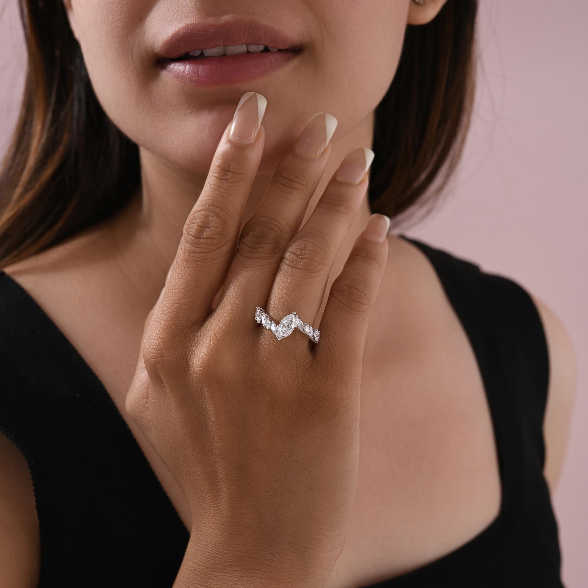 For Sale:  Certified SI Clarity HI Color Diamond Engagement Ring 14 Karat White Gold 2