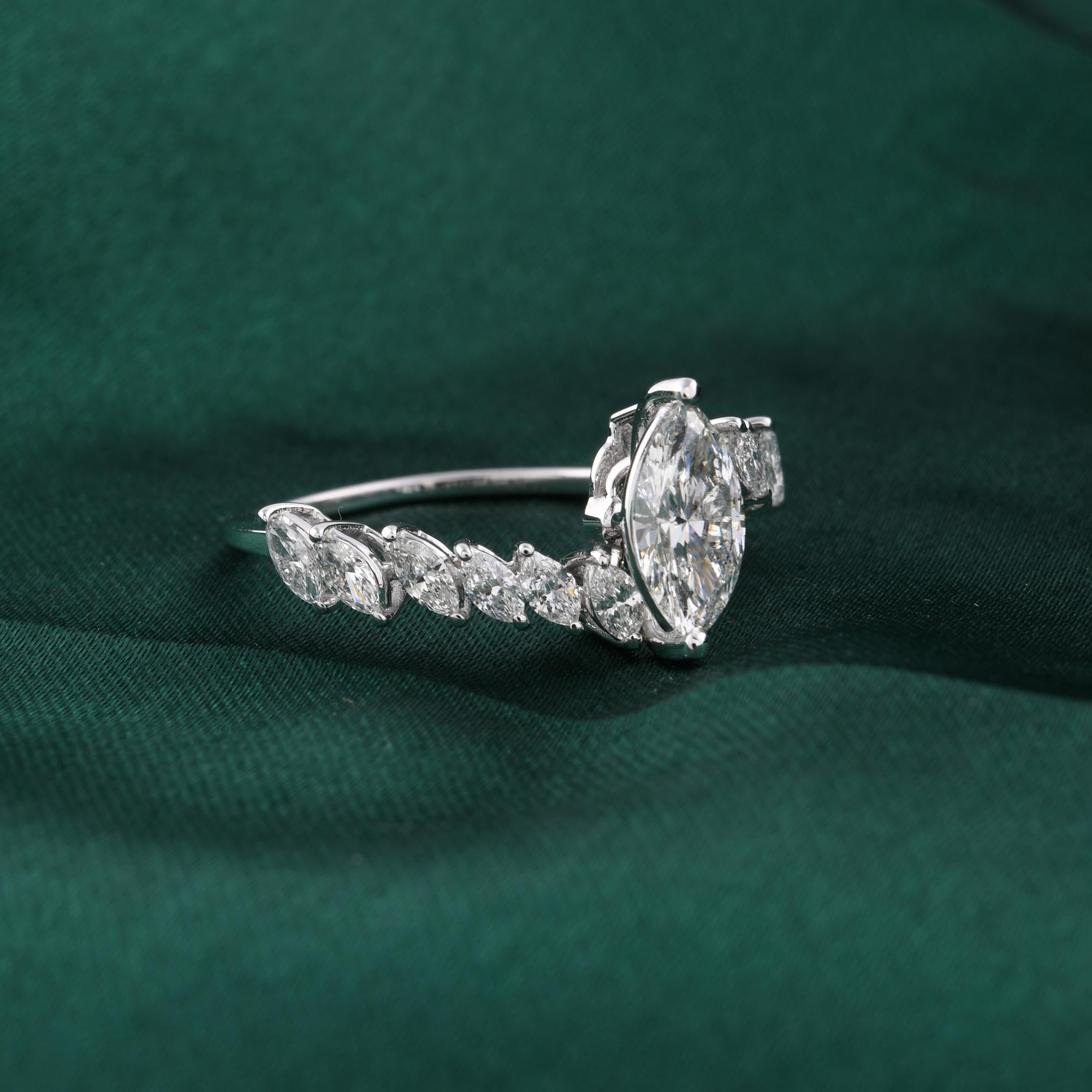 For Sale:  Certified SI Clarity HI Color Diamond Engagement Ring 14 Karat White Gold 3